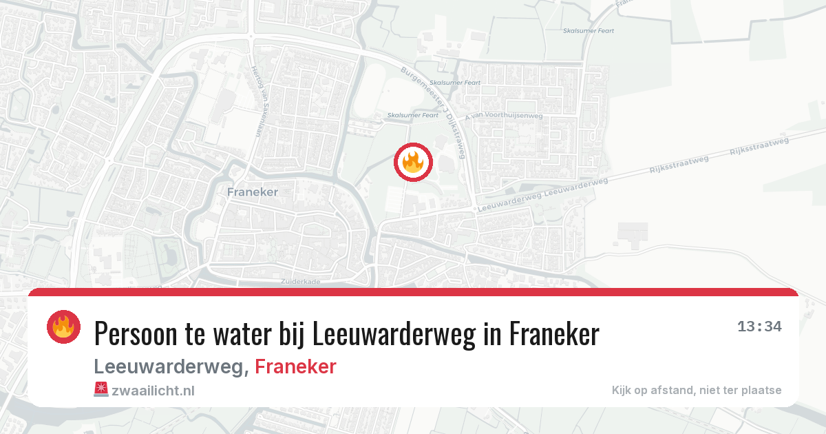 Persoon te water bij Leeuwarderweg in Franeker — 18 jun 2026