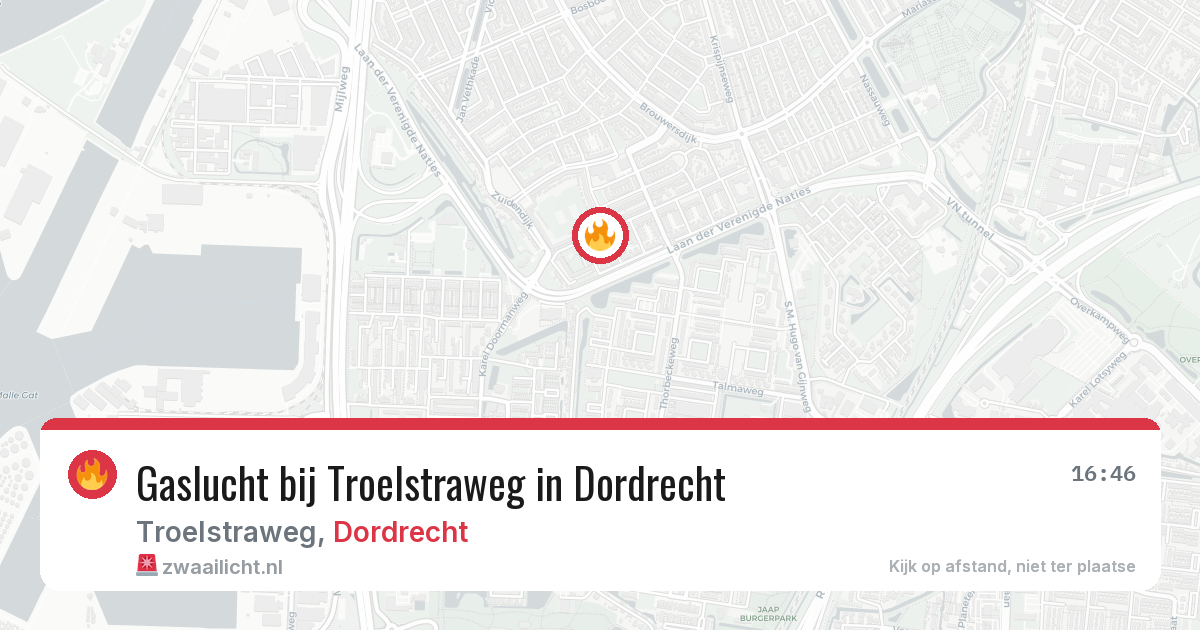 Gaslucht bij Troelstraweg in Dordrecht — 5 jul 2026