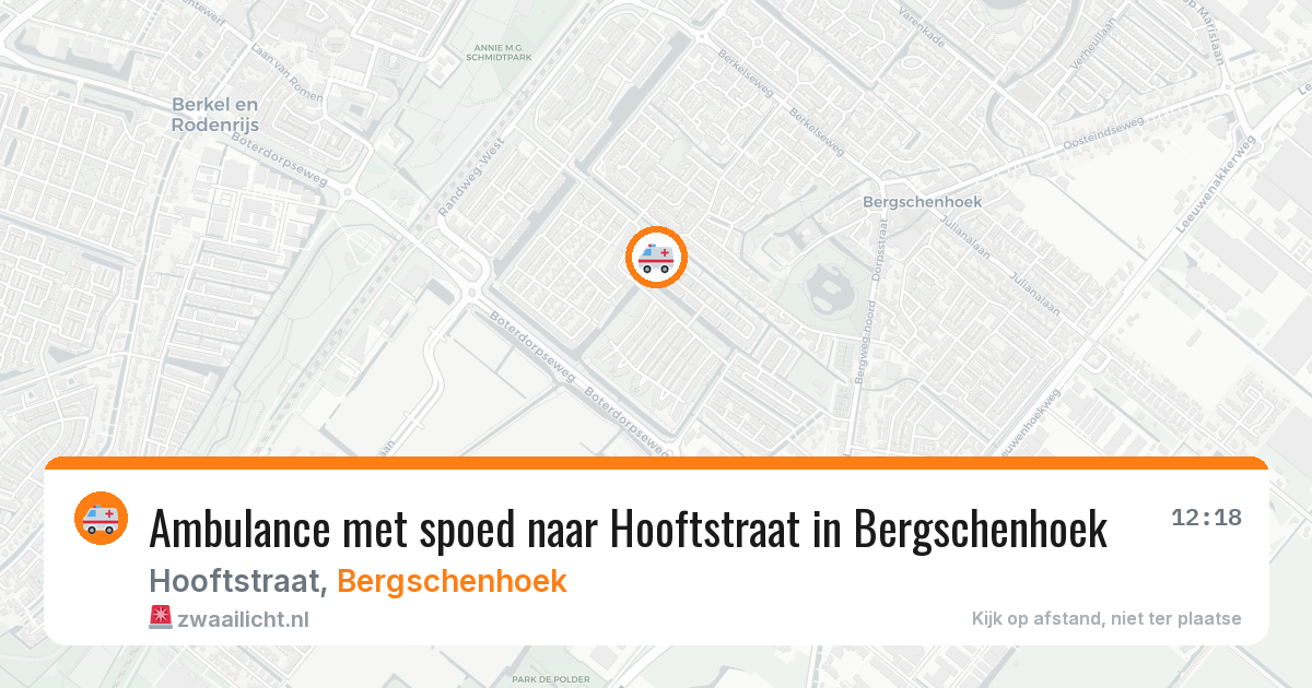 Ambulance met spoed naar Hooftstraat in Bergschenhoek — 7 aug 2026