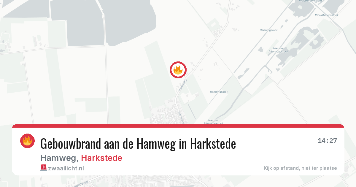 Gebouwbrand aan de Hamweg in Harkstede — 23 mei 2026