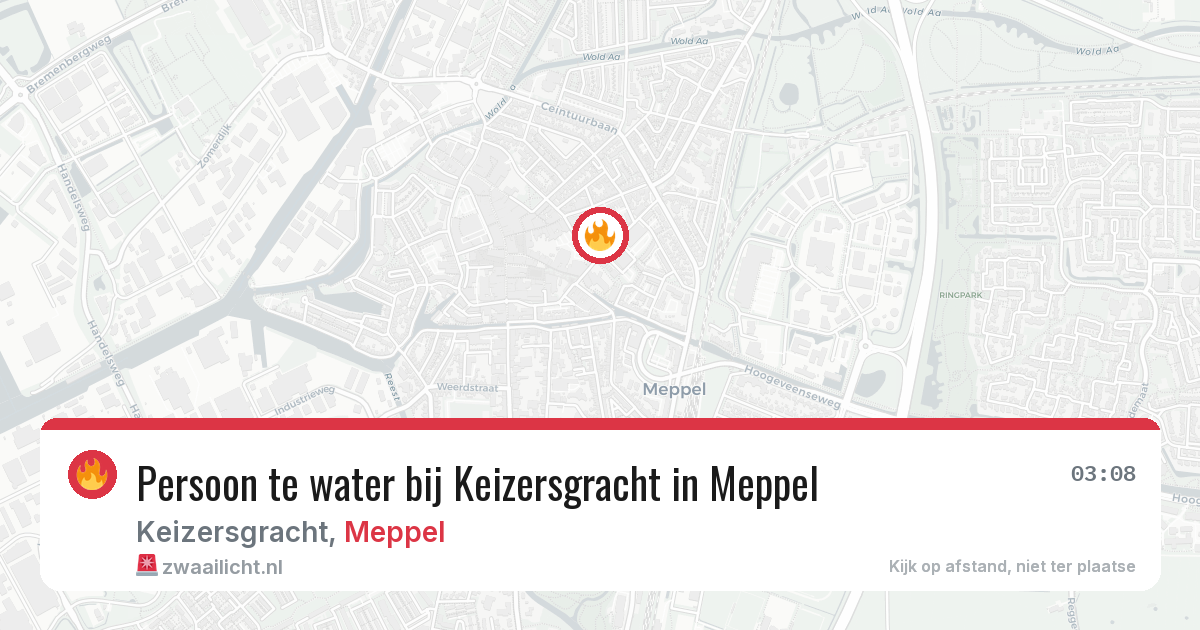 Persoon te water bij Keizersgracht in Meppel — 9 aug 2026
