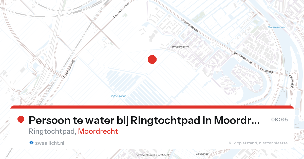 Persoon te water bij Ringtochtpad in Moordrecht — 26 aug 2026