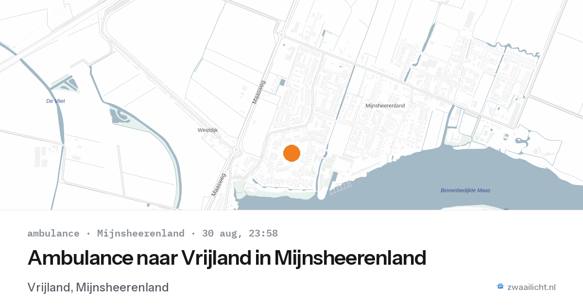 Ambulance naar Vrijland in Mijnsheerenland — 30 aug 2026