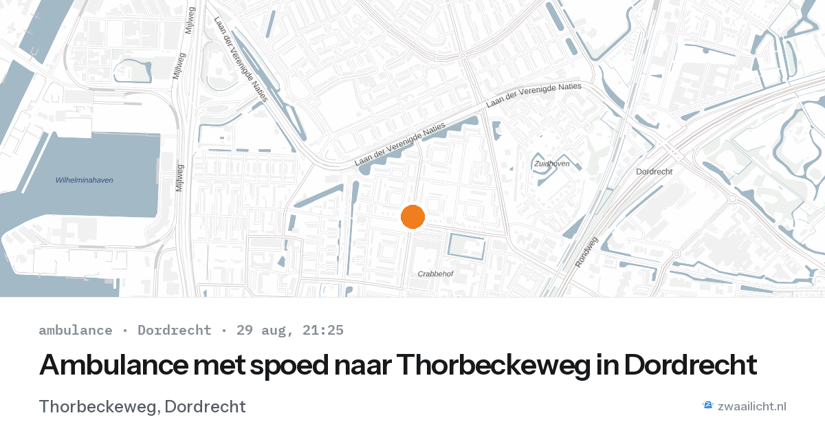 Ambulance met spoed naar Thorbeckeweg in Dordrecht — 29 aug 2026