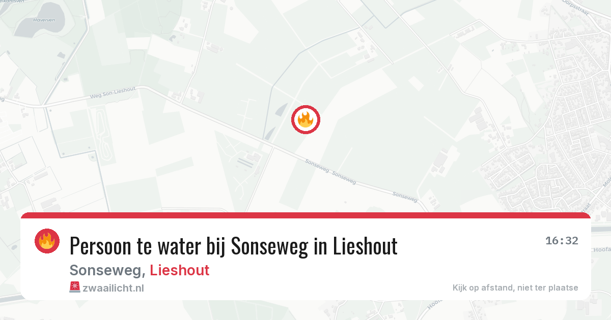Persoon te water bij Sonseweg in Lieshout — 29 jul 2026