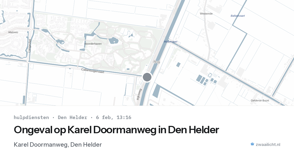 Ongeval op Karel Doormanweg in Den Helder — 6 feb 2026