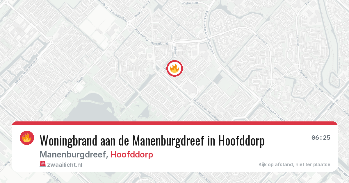 Woningbrand aan de Manenburgdreef in Hoofddorp — 18 apr 2026