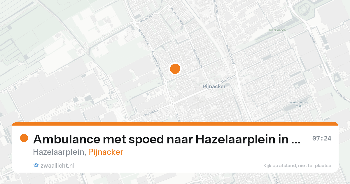 Ambulance met spoed naar Hazelaarplein in Pijnacker — 20 aug 2026