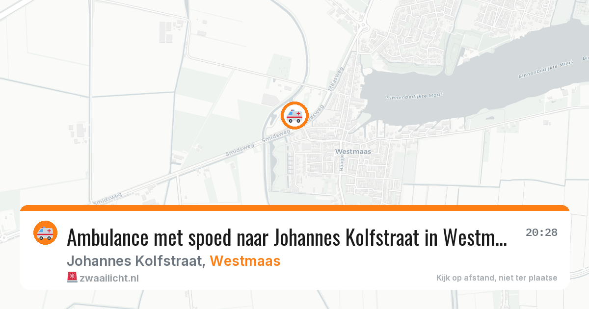 Ambulance met spoed naar Johannes Kolfstraat in Westmaas — 19 mei 2026