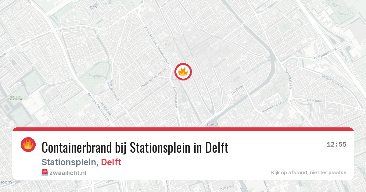 Containerbrand bij Stationsplein in Delft — 7 apr 2026