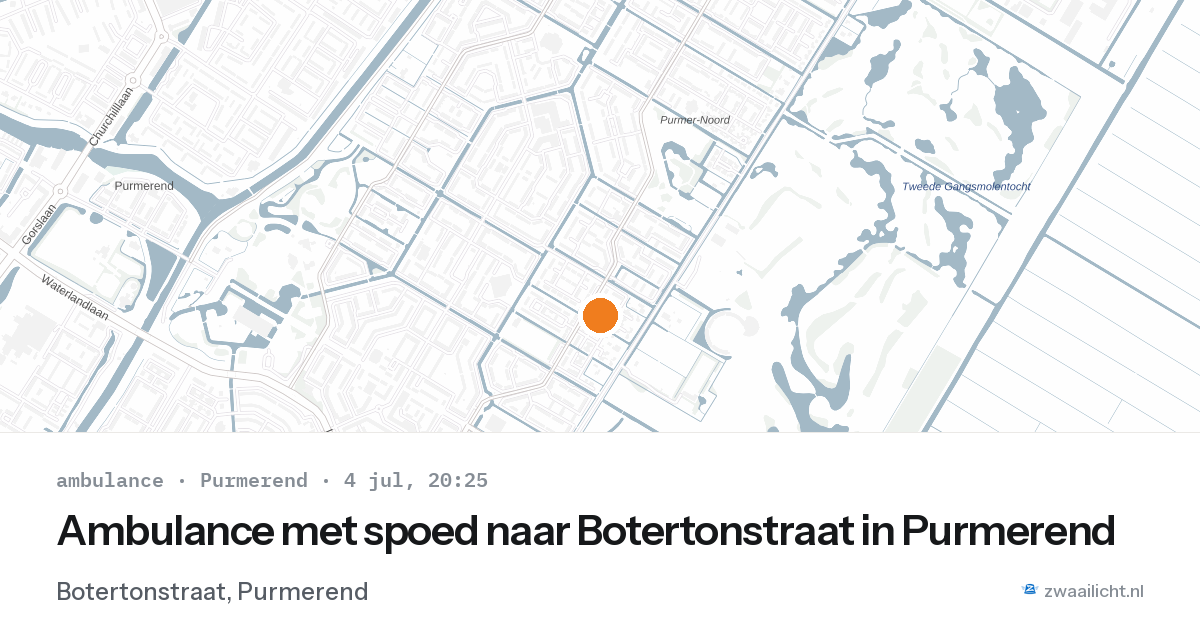 Ambulance met spoed naar Botertonstraat in Purmerend — 4 jul 2026