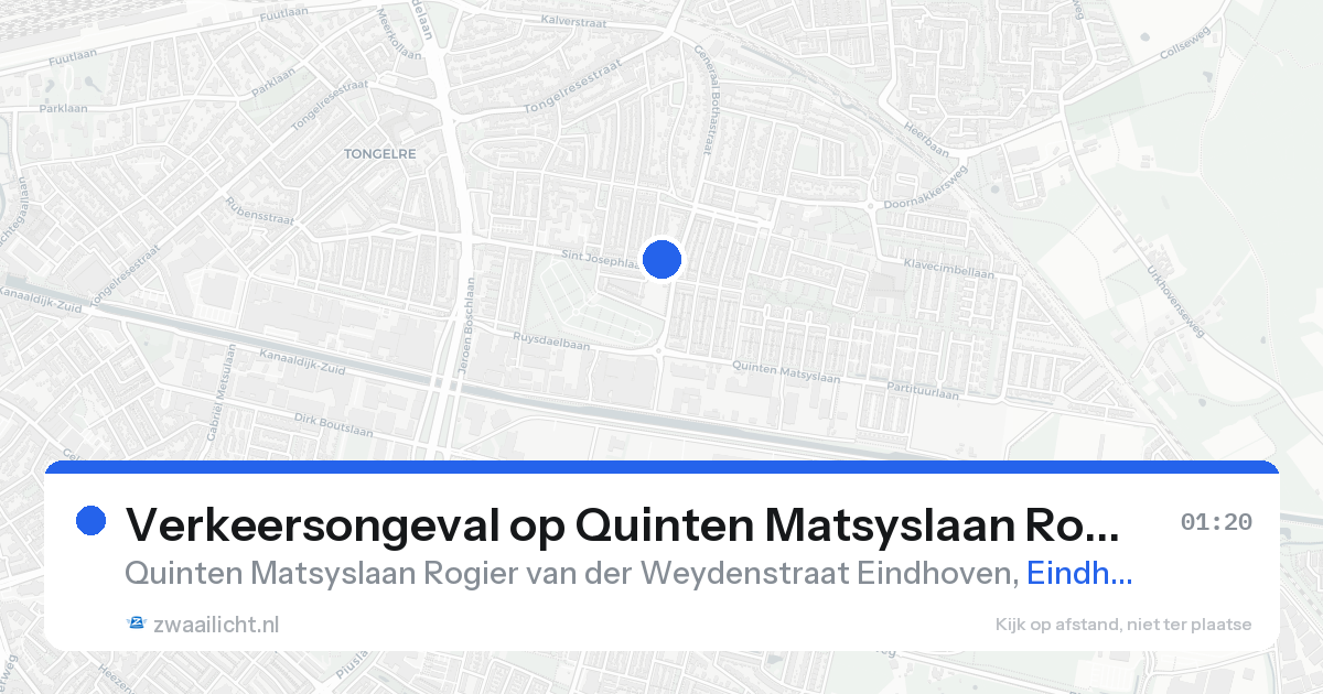 Verkeersongeval op Quinten Matsyslaan Rogier van der Weydenstraat Eindhoven in Eindhoven — 22 aug 2026