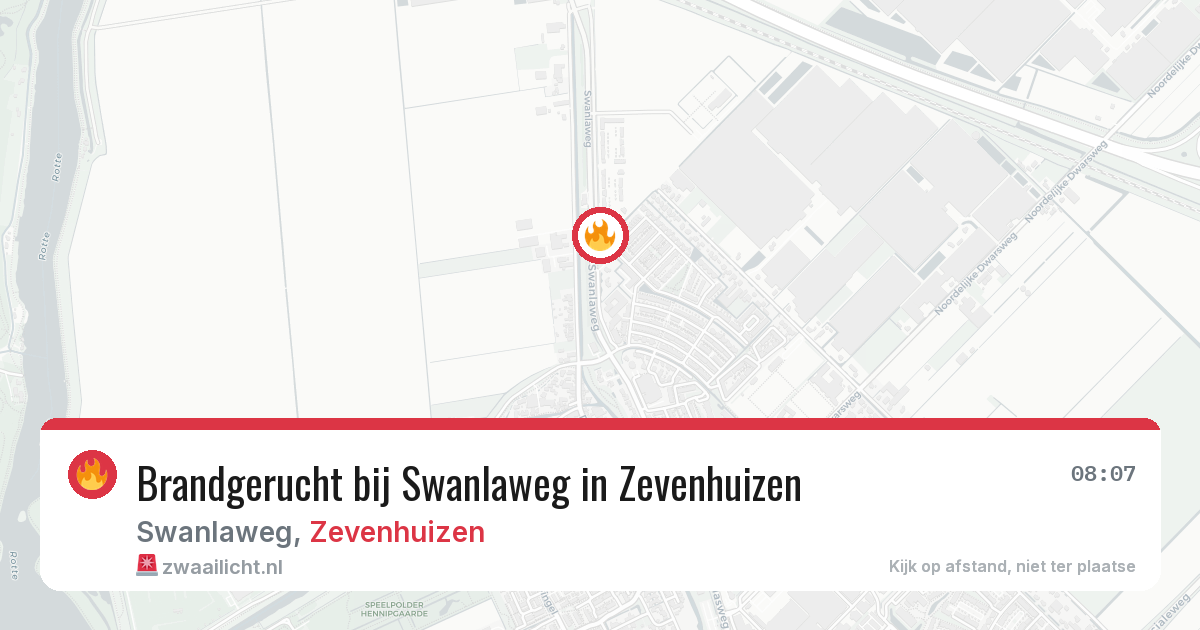 Brandgerucht bij Swanlaweg in Zevenhuizen — 18 jun 2026