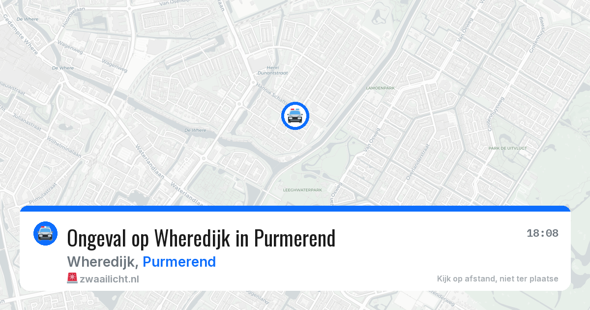 Ongeval op Wheredijk in Purmerend — 19 jul 2026