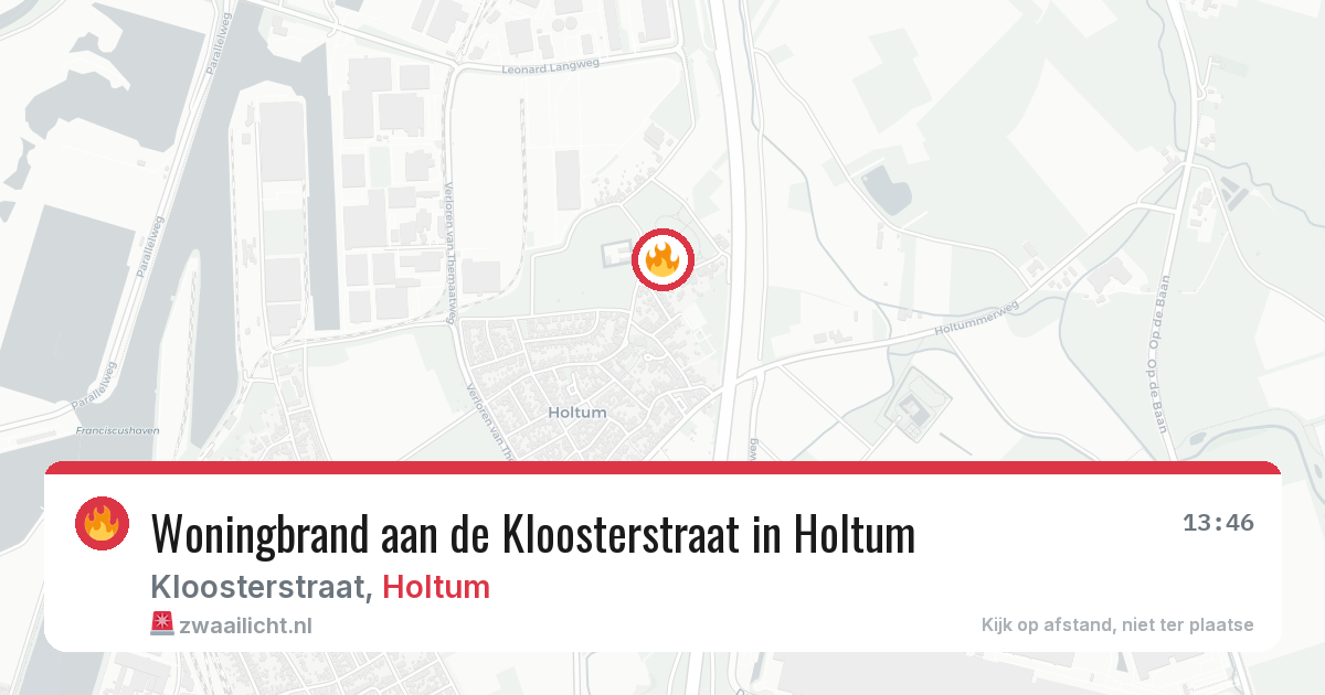 Woningbrand aan de Kloosterstraat in Holtum — 7 mrt 2026