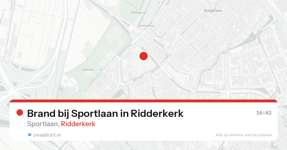 Brand bij Sportlaan in Ridderkerk — 21 aug 2026