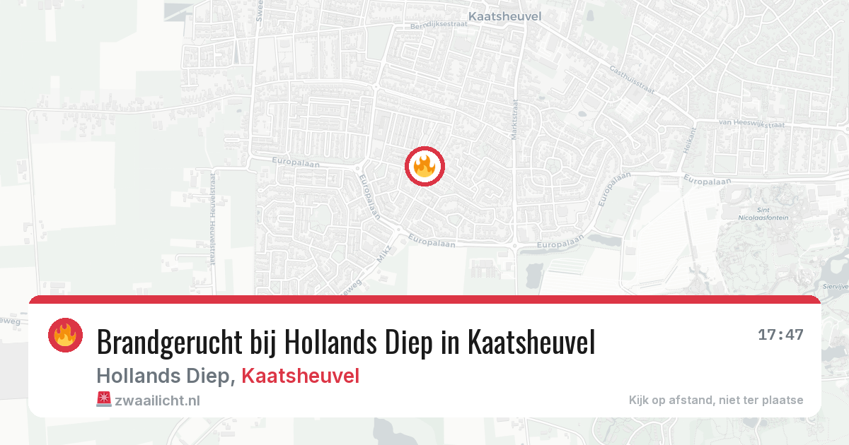 Brandgerucht bij Hollands Diep in Kaatsheuvel — 9 jul 2026
