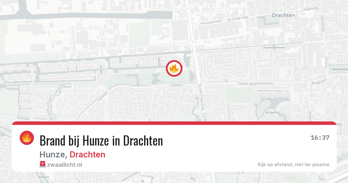 Brand bij Hunze in Drachten — 3 jul 2026
