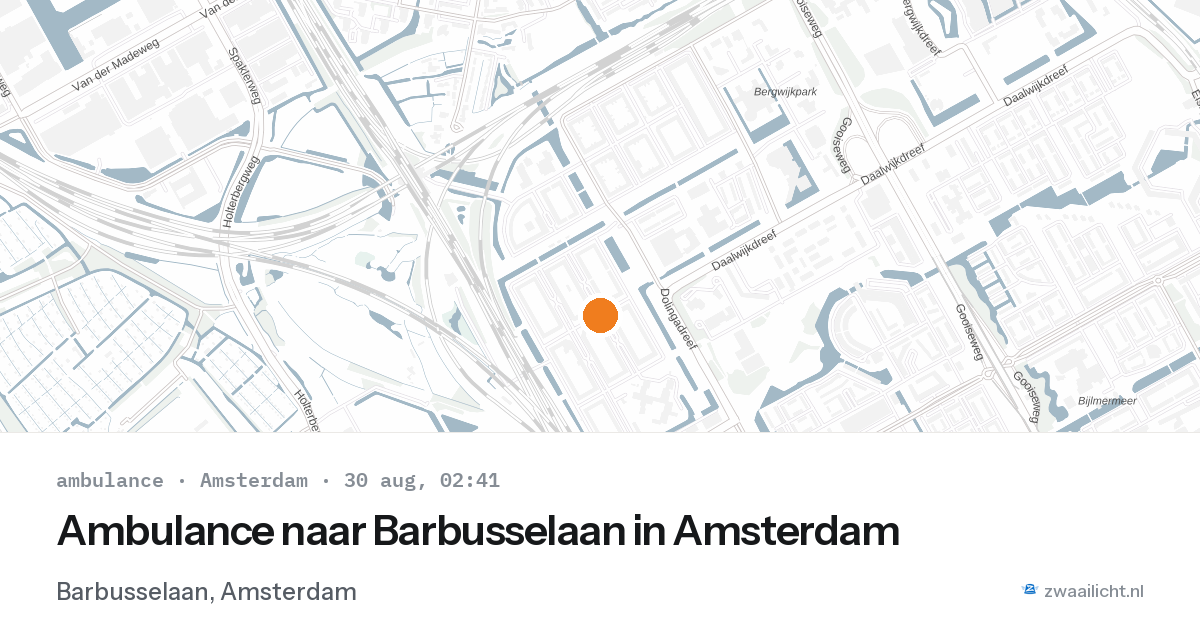 Ambulance naar Barbusselaan in Amsterdam — 30 aug 2026