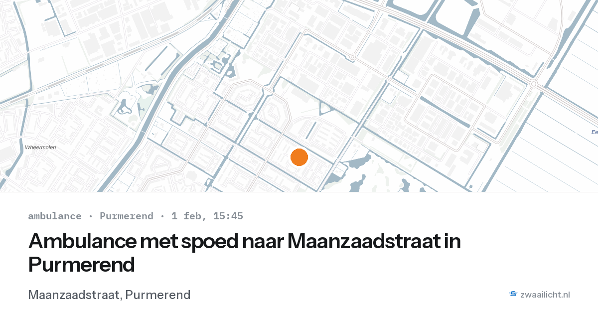 Ambulance met spoed naar Maanzaadstraat in Purmerend — 1 feb 2026