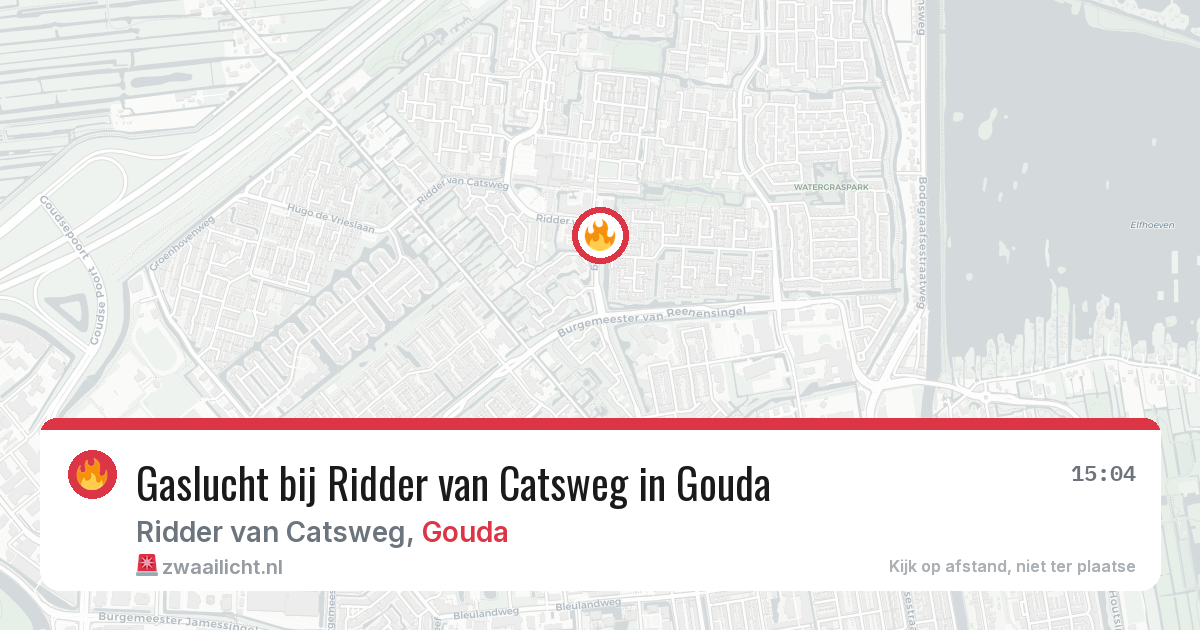 Gaslucht bij Ridder van Catsweg in Gouda — 16 mrt 2026