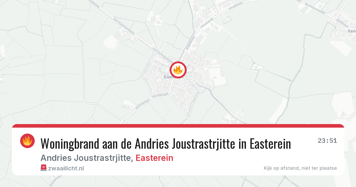 Woningbrand aan de Andries Joustrastrjitte in Easterein — 27 jun 2026