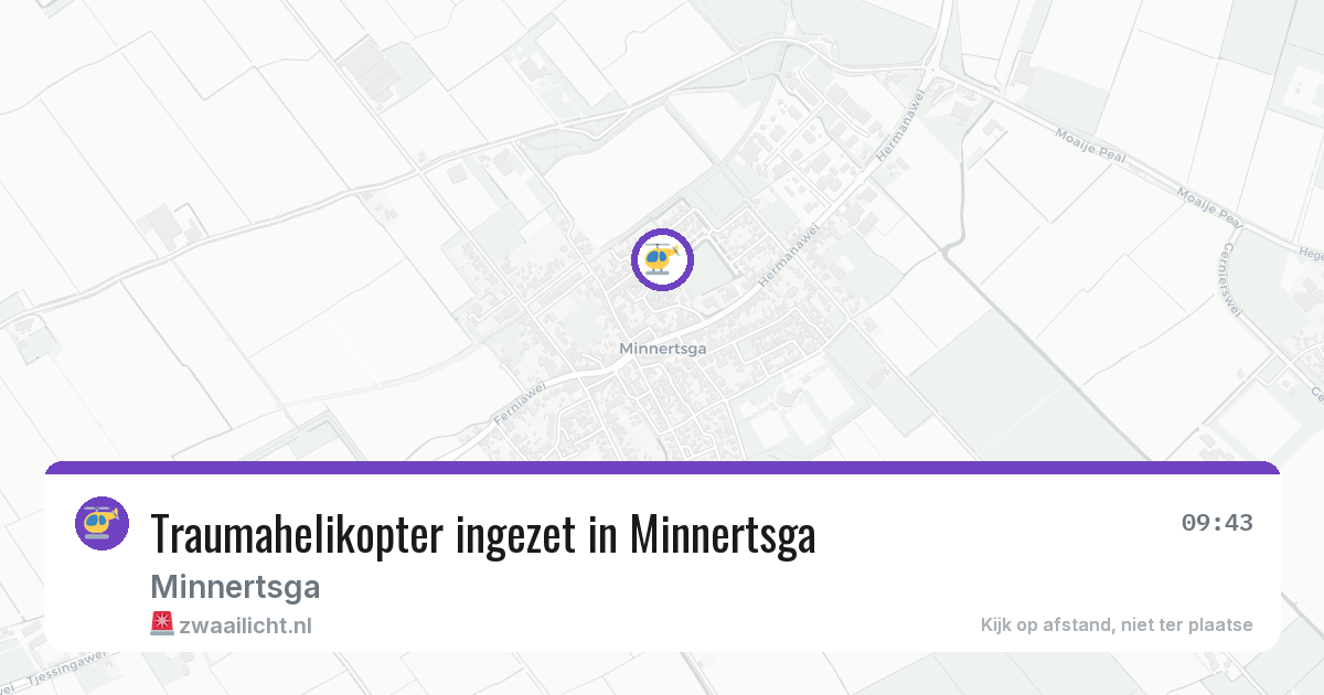 Traumahelikopter ingezet in Minnertsga — 9 mrt 2026 | 🚨 Zwaailicht.nl