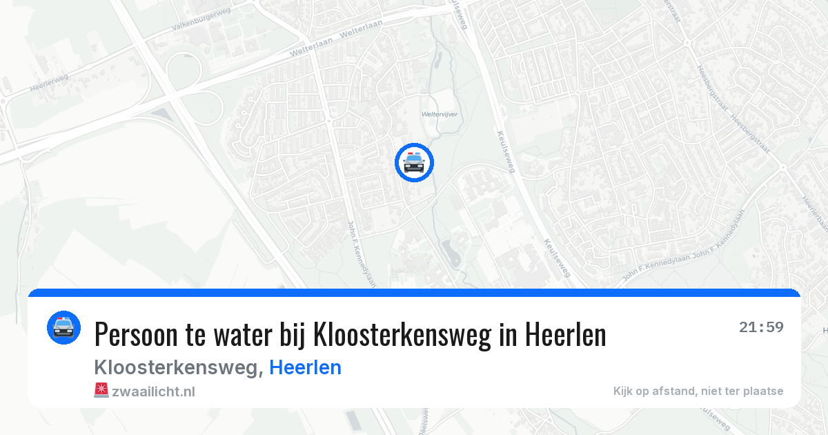 Persoon te water bij Kloosterkensweg in Heerlen — 13 jun 2026