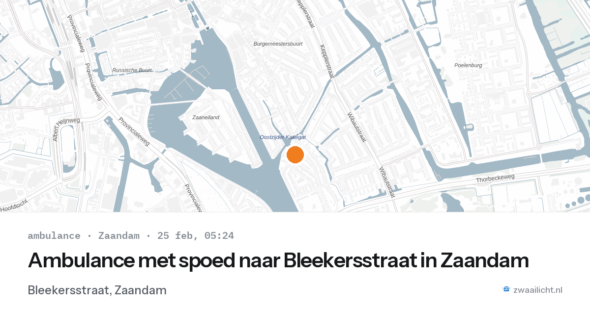 Ambulance met spoed naar Bleekersstraat in Zaandam — 25 feb 2026