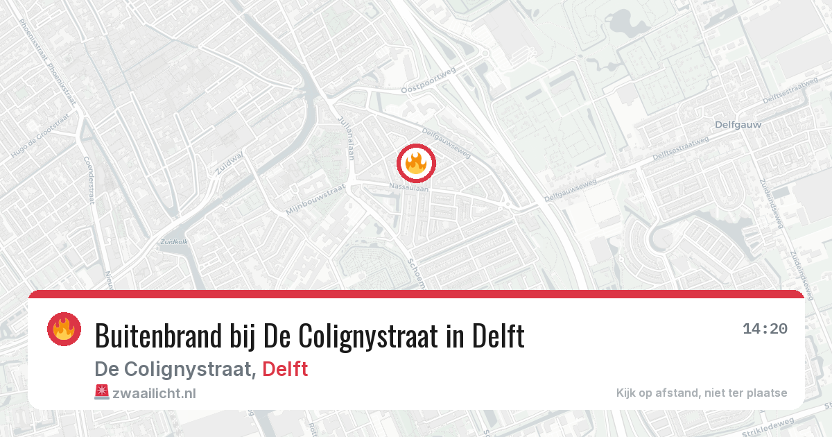 Buitenbrand bij De Colignystraat in Delft — 12 jul 2026