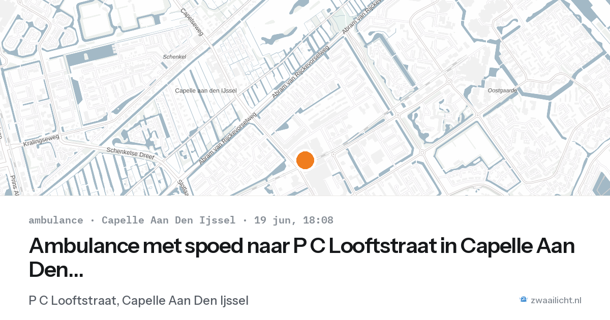 Ambulance met spoed naar P C Looftstraat in Capelle Aan Den Ijssel — 19 jun 2026