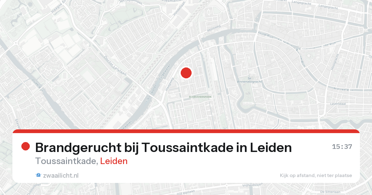 Brandgerucht bij Toussaintkade in Leiden — 23 aug 2026