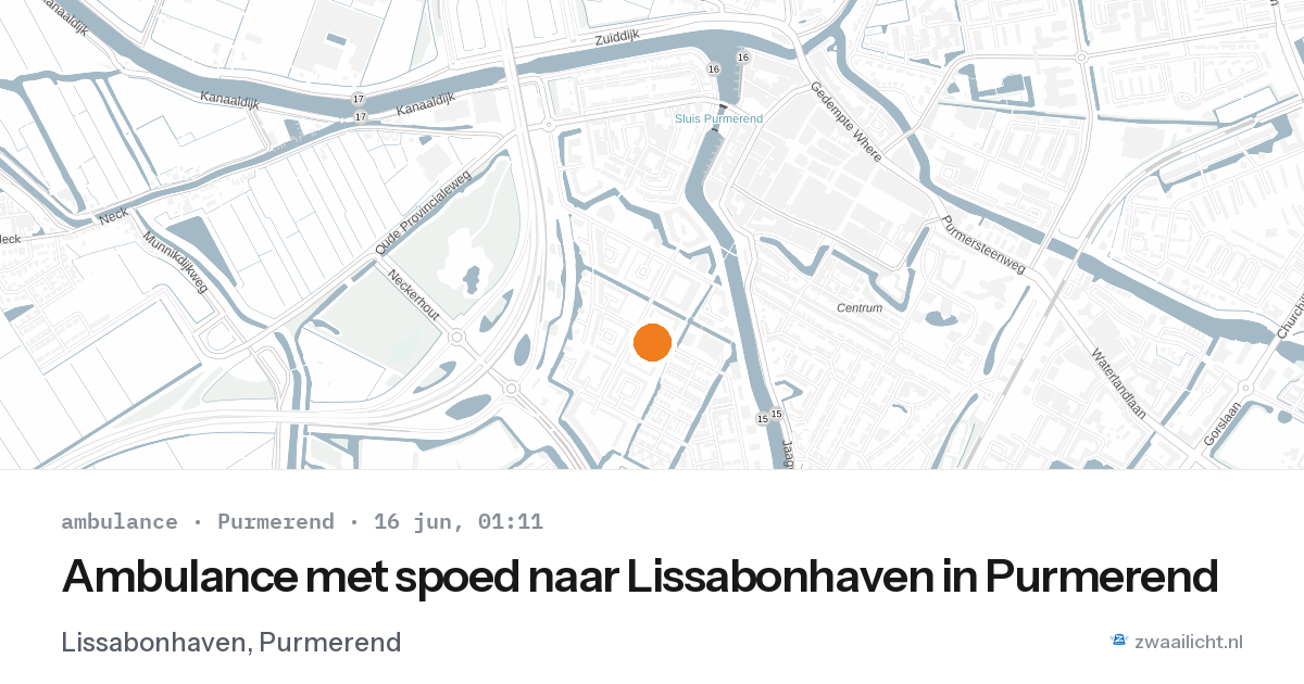 Ambulance met spoed naar Lissabonhaven in Purmerend — 15 jun 2026