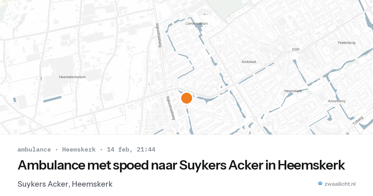 Ambulance met spoed naar Suykers Acker in Heemskerk — 14 feb 2026