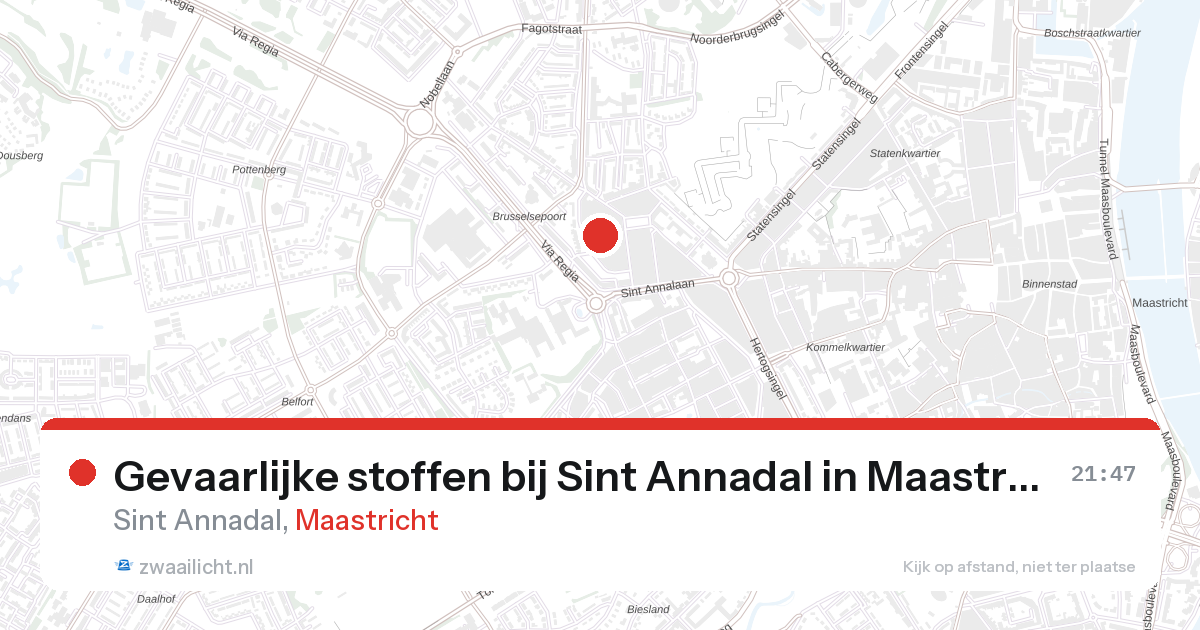 Gevaarlijke stoffen bij Sint Annadal in Maastricht — 10 aug 2026