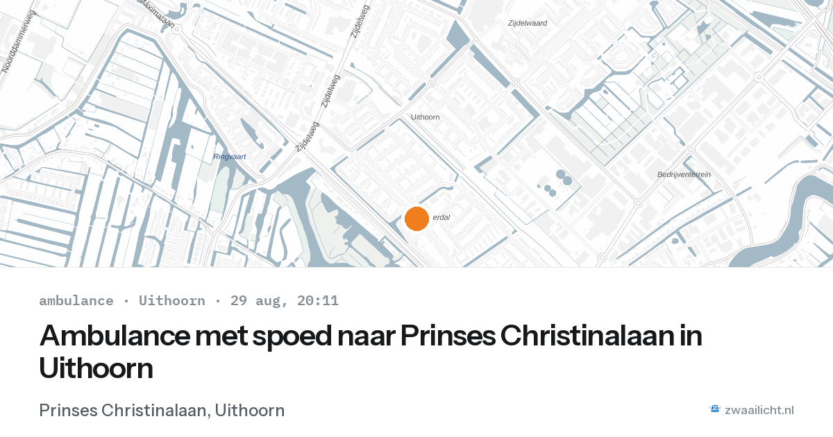 Ambulance met spoed naar Prinses Christinalaan in Uithoorn — 29 aug 2026