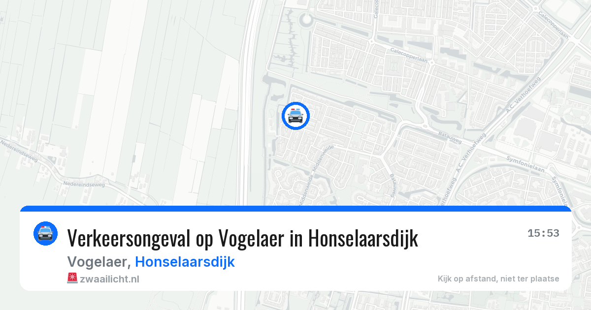 Verkeersongeval op Vogelaer in Honselaarsdijk — 20 mrt 2026