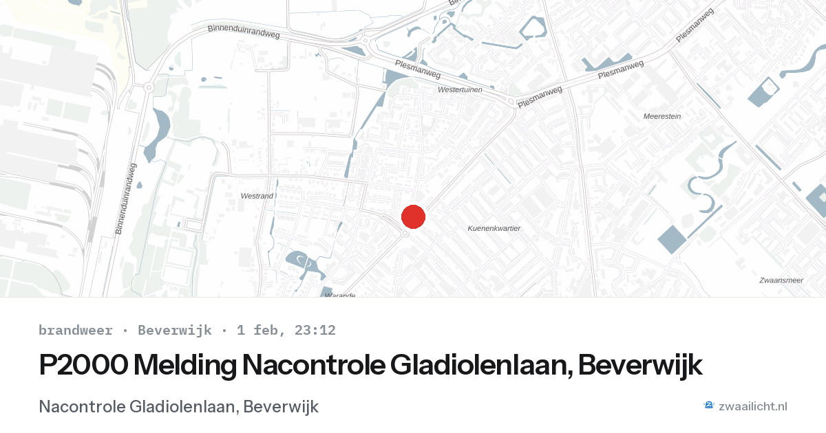 P2000 Melding Nacontrole Gladiolenlaan, Beverwijk — 1 feb 2026