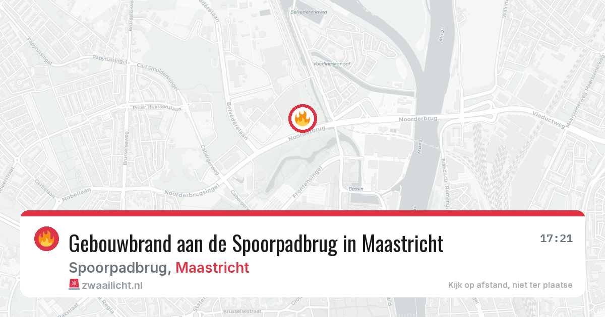 Gebouwbrand aan de Spoorpadbrug in Maastricht — 13 jun 2026