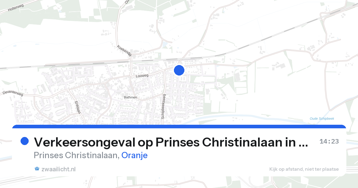 Verkeersongeval op Prinses Christinalaan in Oranje — 24 aug 2026