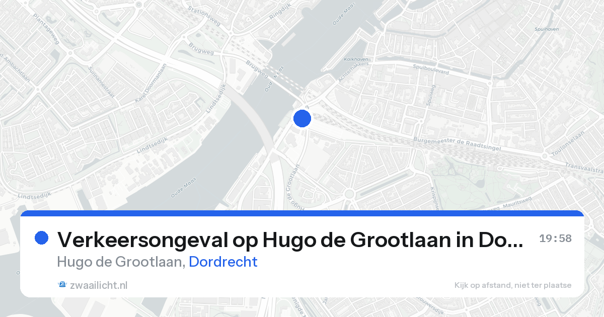 Verkeersongeval op Hugo de Grootlaan in Dordrecht — 24 aug 2026