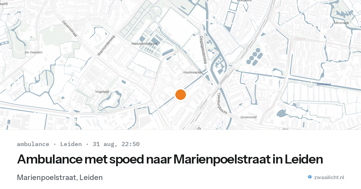 Ambulance met spoed naar Marienpoelstraat in Leiden — 31 aug 2026