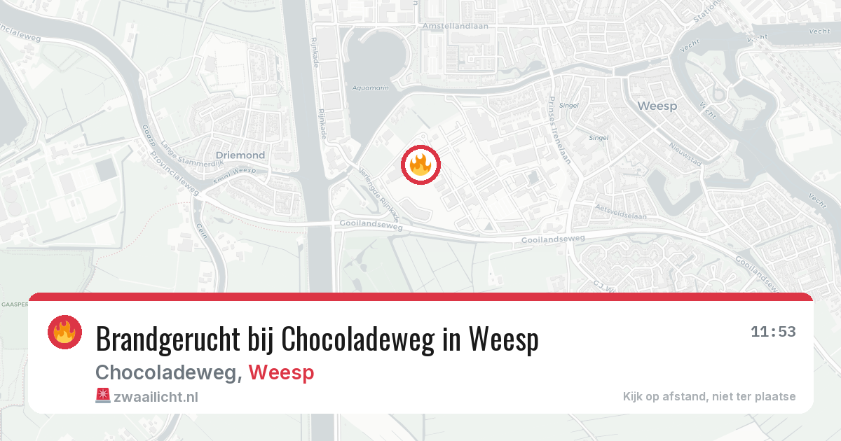 Brandgerucht bij Chocoladeweg in Weesp — 4 jul 2026