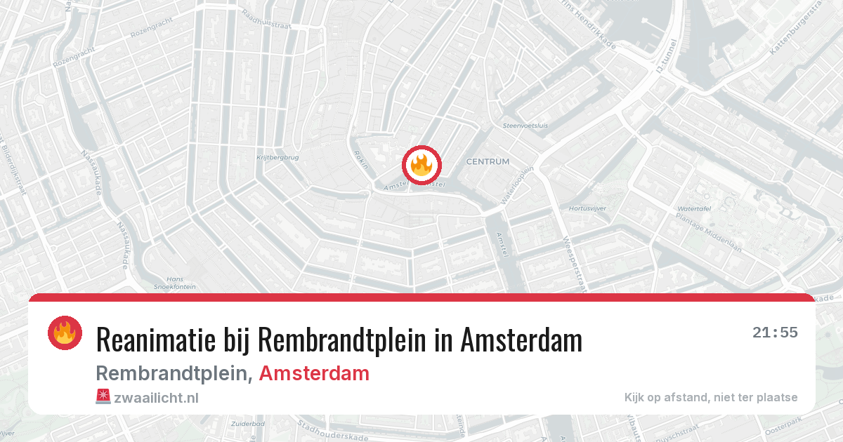Reanimatie bij Rembrandtplein in Amsterdam — 20 jun 2026