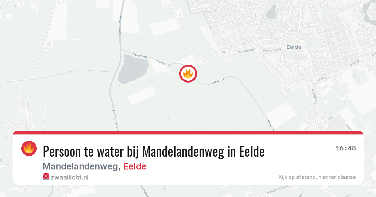 Persoon te water bij Mandelandenweg in Eelde — 19 jun 2026