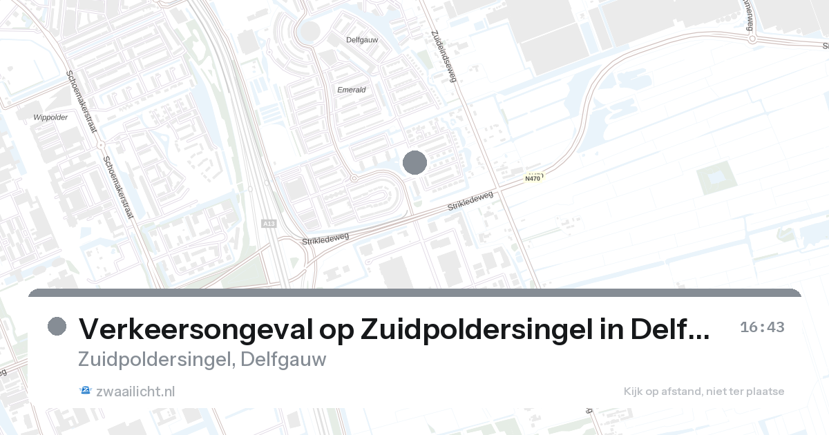 Verkeersongeval op Zuidpoldersingel in Delfgauw — 16 feb 2026