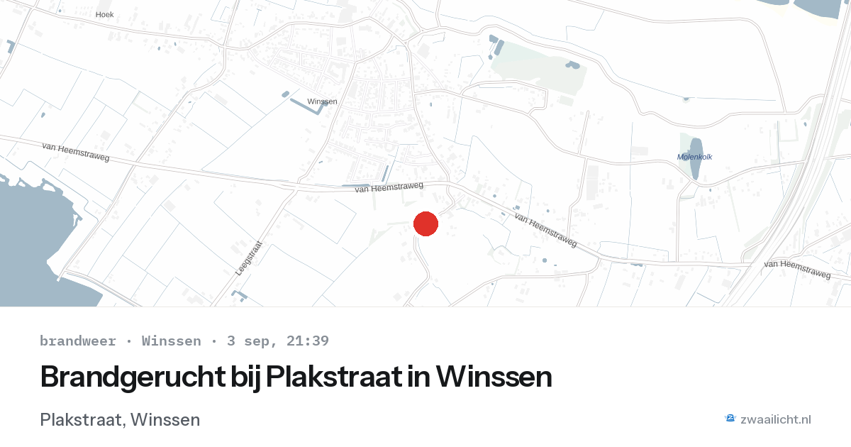 Brandgerucht bij Plakstraat in Winssen — 3 sep 2026