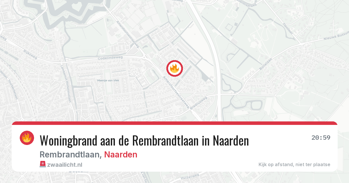 Woningbrand aan de Rembrandtlaan in Naarden — 24 jan 2026