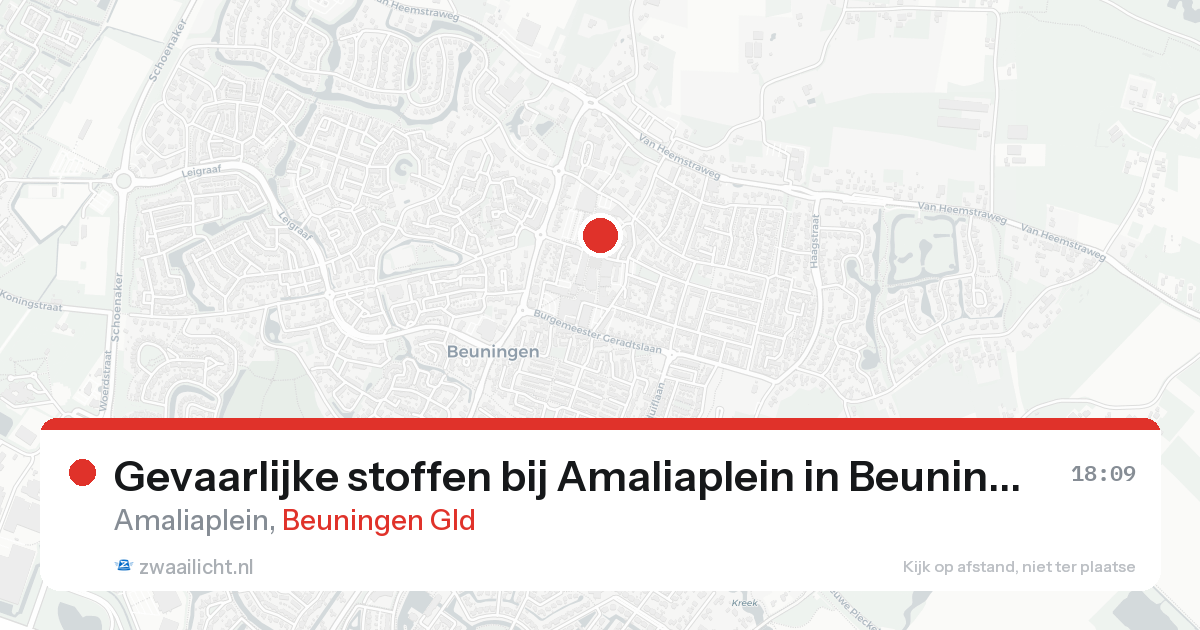 Gevaarlijke stoffen bij Amaliaplein in Beuningen Gld — 15 aug 2026