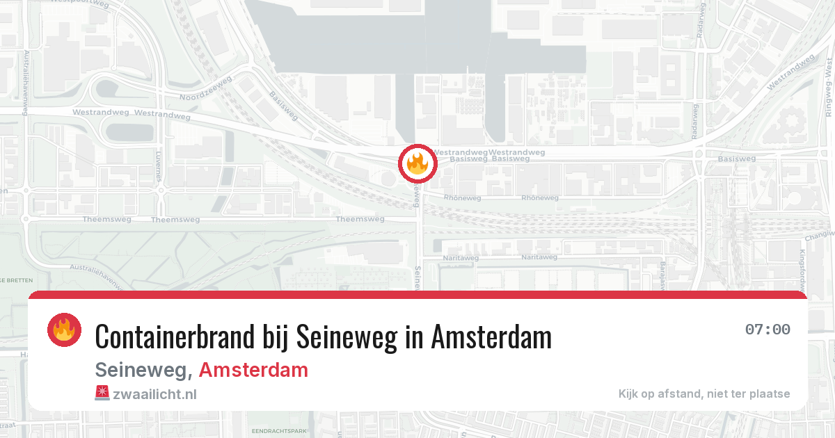 Containerbrand bij Seineweg in Amsterdam — 30 jul 2026